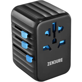 ZENDURE Passport II Pro International Power Adapter Plug with Five USB Ports (Black)