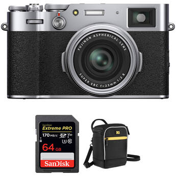 FUJIFILM X100V Digital Camera with Accessories Kit (Silver)