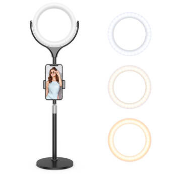 TRIGYN Ring Light Kit with Smartphone Holder and Desktop Tripod Stand (8")