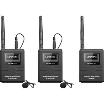 Saramonic SR-WM2100 2-Person Camera-Mount Digital Wireless Omni Lavalier Microphone System for Cameras and Smartphones (2.4 GHz)