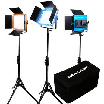 Dracast X-Series 500 Bi-Color LED Panel 3-Light Kit with Soft Travel Case