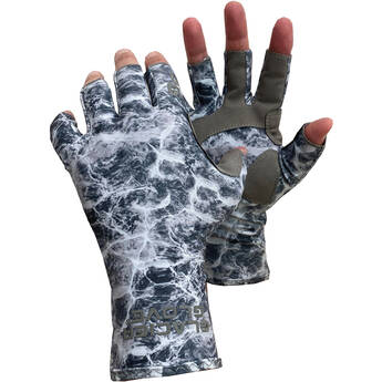 Glacier Glove Islamorada Lycra Sun Gloves (Large, Gray Camo)