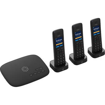 Ooma Telo VoIP Phone System with 3 HD3 Handsets (Black)