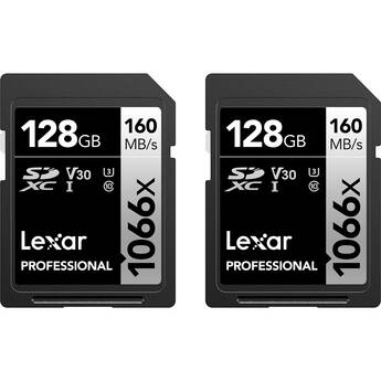 Lexar 128GB Professional 1066x UHS-I SDXC Memory Card (SILVER Series, 2-Pack)