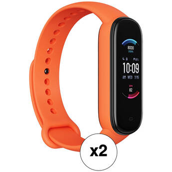 Amazfit Band 5 Health & Fitness Tracker with Alexa Kit (Orange, 2-Pack)