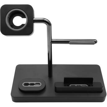 Macally 3-in-1 Apple Charging Stand for Apple Watch, iPhone, and AirPods (Black)