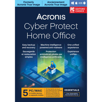 Acronis Cyber Protect Home Office Essential Edition (5 Windows or Mac Licenses, 1-Year Subscription, Boxed)