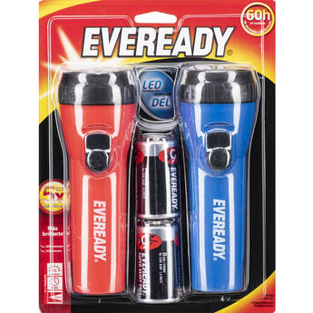 Eveready Batteries L152S LED Economy Flashlight (2-Pack, Blue & Red)