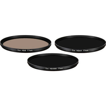 Ice 77mm ND8, ND64, and ND1000 Solid Neutral Density Filter Kit (3, 6, and 10 Stops)