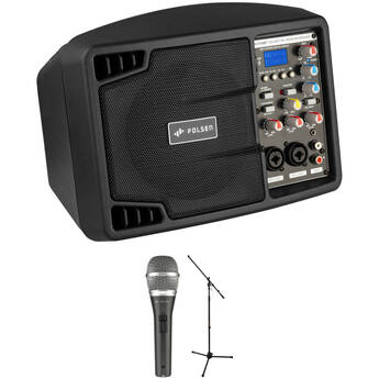 Polsen PA-5150BT 5" 150W Portable PA System Kit with Dynamic Mic and Mic Stand