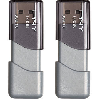 PNY Technologies 128GB Turbo Attaché 3 USB 3.0 Flash Drive (2-Pack, Gray)