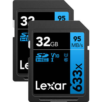 Lexar 32GB Professional 633x UHS-I SDHC Memory Card (2-Pack)