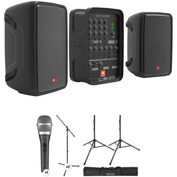 JBL EON208P Stereo PA and Dual Microphones Kit