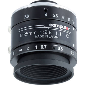computar MPY Series C-Mount 1.1" 25mm f/1.8 Manual Iris IR-Corrected Machine Vision Lens