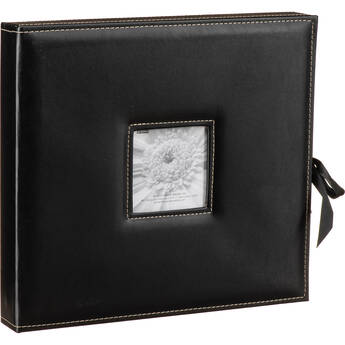 Pioneer Photo Albums SBX-12 Sewn Leatherette 3-Ring Frame Scrapbook Box with Ribbon Closure (Black)