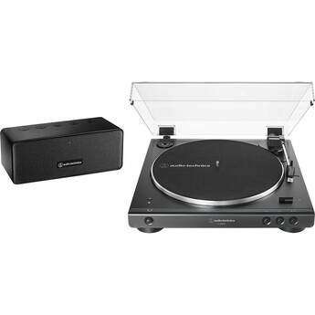 Audio-Technica Consumer AT-LP60XSPBT Fully Automatic Two-Speed Turntable and Bluetooth Speaker Bundle (Black)