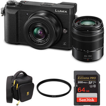 Panasonic Lumix GX85 Mirrorless Camera with 12-32mm and 45-150mm Lenses and Accessories Kit