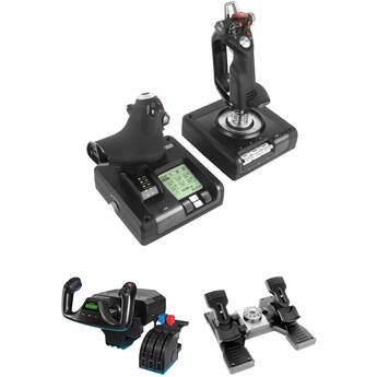 Logitech G Flight Yoke System Kit with Flight Rudder Pedals and X52 Professional H.O.T.A.S Throttle and Stick Simulation Controller