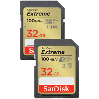 SanDisk 32GB Extreme UHS-I SDHC Memory Card (2-Pack)