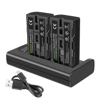 Neewer 2600mAh F550 Battery and Vertical Dual USB Charger Set (2-Pack)
