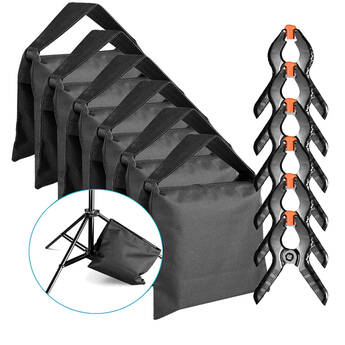 Neewer Heavy-Duty Spring Clamp and Sandbag Kit (Set of 6)