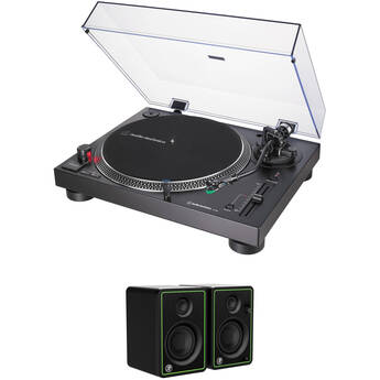 Audio-Technica Consumer AT-LP120XUSB Stereo Turntable with USB and Two Monitor Speakers Kit (Black)