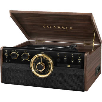 Victrola The Empire 6-in-1 Manual Three-Speed Turntable Audio System (Espresso)