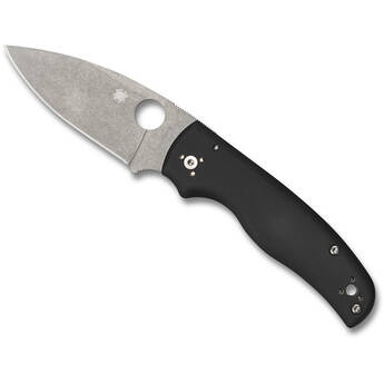 Spyderco Shaman Folding Knife (Stonewashed Blade, Black Handle)