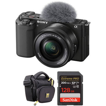 Sony ZV-E10 Mirrorless Camera with 16-50mm Lens and Bag Kit (Black)