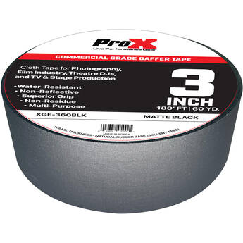 ProX GaffX Gaffer Tape (3" x 60 yd, Matte Black)