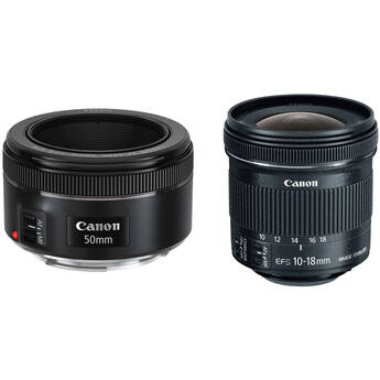 Canon 50mm f/1.8 and 10-18mm f/4.5-5.6 Lens Bundle