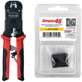 Simply45 S45-C100 Pass-Through RJ45 Crimp Tool Kit with Replacement Blades