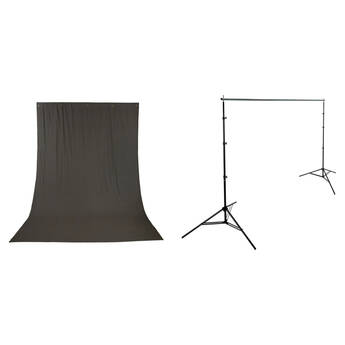 Impact Background Kit with 10 x 12' Solid Dark Gray Muslin Backdrop