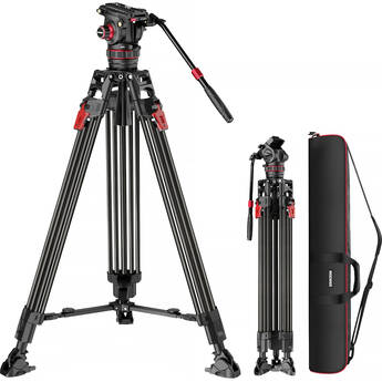 Neewer LL37 Carbon Fiber One-Step Locking Tripod with Fluid Head