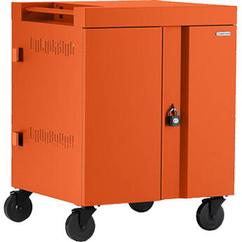 Bretford CUBE 32-Device Charging Cart (USB Type-C Pre-Wired Padlock Tangerine)