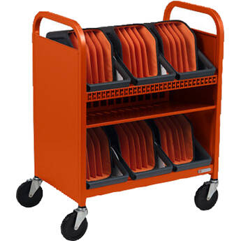 Bretford CUBE Transport Cart with Caddies (90 AC Outlets Tangerine)