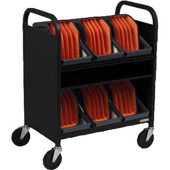 Bretford CUBE Transport Cart with Caddies (Standard AC Outlets Black Pumice)