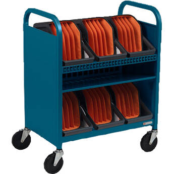 Bretford CUBE Transport Cart with Caddies (Standard AC Outlets Pacific Blue)