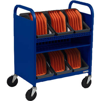Bretford CUBE Transport Cart with Caddies (Standard AC Outlets Royal Blue)