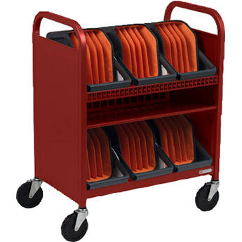 Bretford CUBE Transport Cart with Caddies (Standard AC Outlets Red)