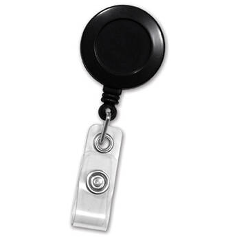 IDP Badge Reel with Slide Clip and Clear Strap (Black 100-Pack)