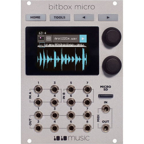 1010music Bitbox Micro Compact Sampling Module for Eurorack (18 HP Silver)