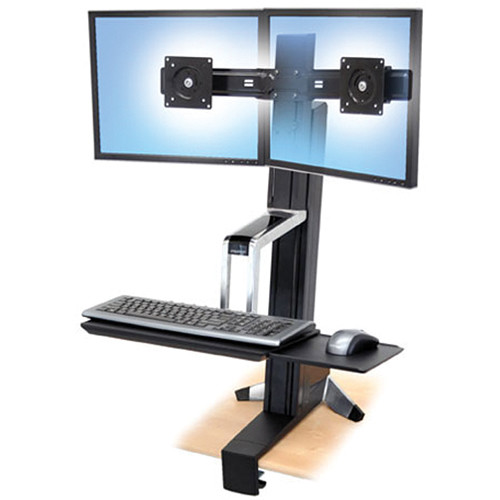 Used Ergotron Workfit S Dual Monitor Sit Stand 33 341 200 B H