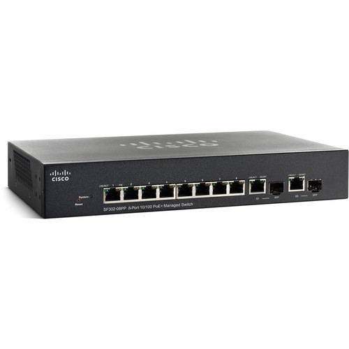 Cisco SF302-08PP 8-Port 10/100 PoE+ Managed Switch
