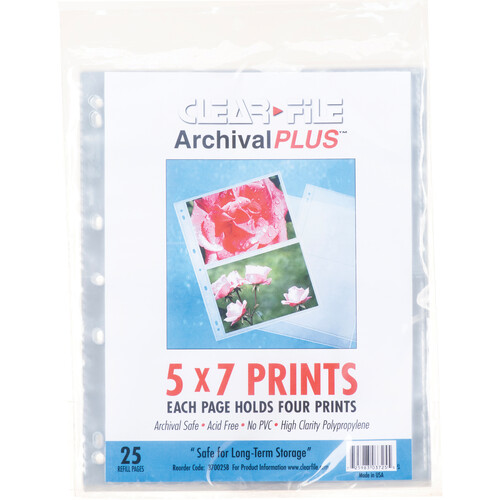 25 Pack ClearFile 370025B Archival-Plus 5 x 7 Print Page