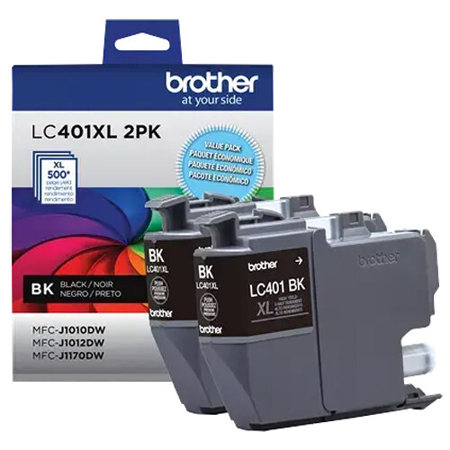 Photo 1 of Brother Genuine LC401 High-Yield Black Ink Cartridge Set (2-Pack)