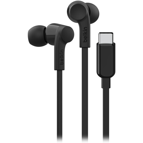 Belkin SoundForm USB-C Wired Earbuds with Adjustable Volume Limiter (Black)