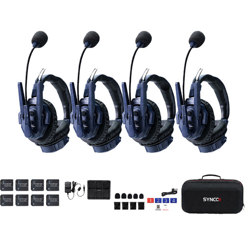 Synco Xtalk Master Full-Duplex MasterFree Intercom System with 4 Dual-Ear Headsets