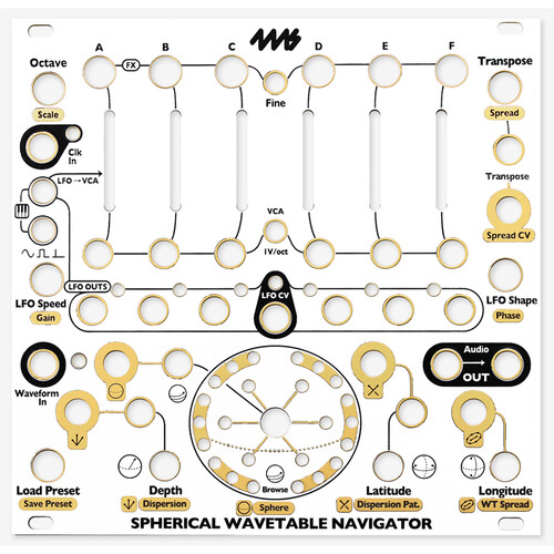 4ms Spherical Wavetable Navigator Faceplate (White 26 HP)