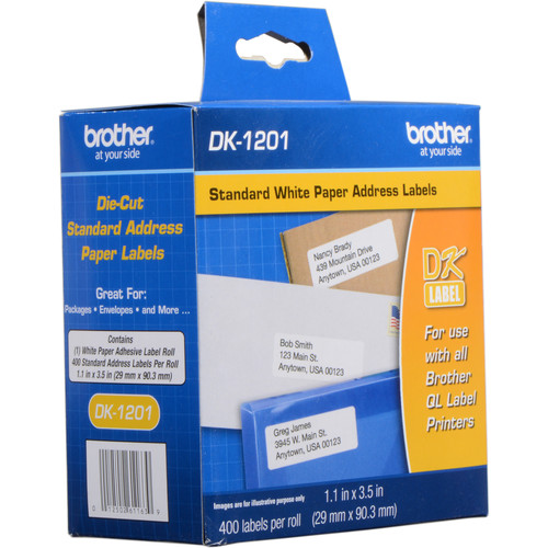 Brother DK1201 Die-Cut Standard Address Label (White 400 Labels 1.1 x 3.5